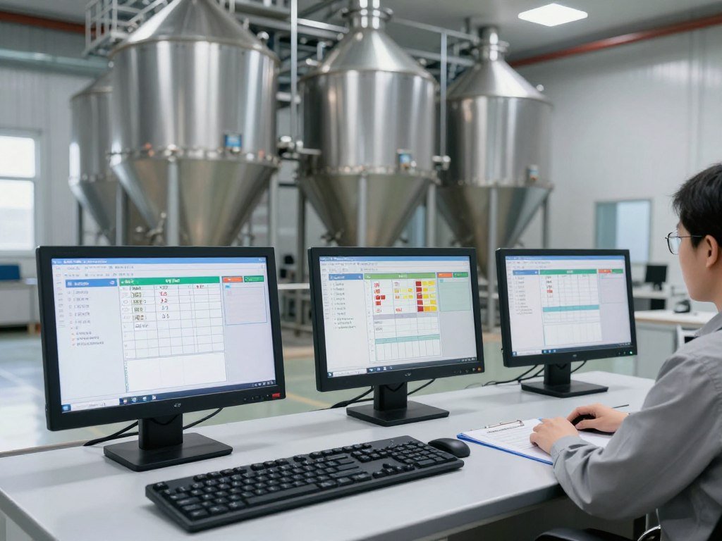 Automated batching system control panel in feed mill Automated batching system control panel in feed mill