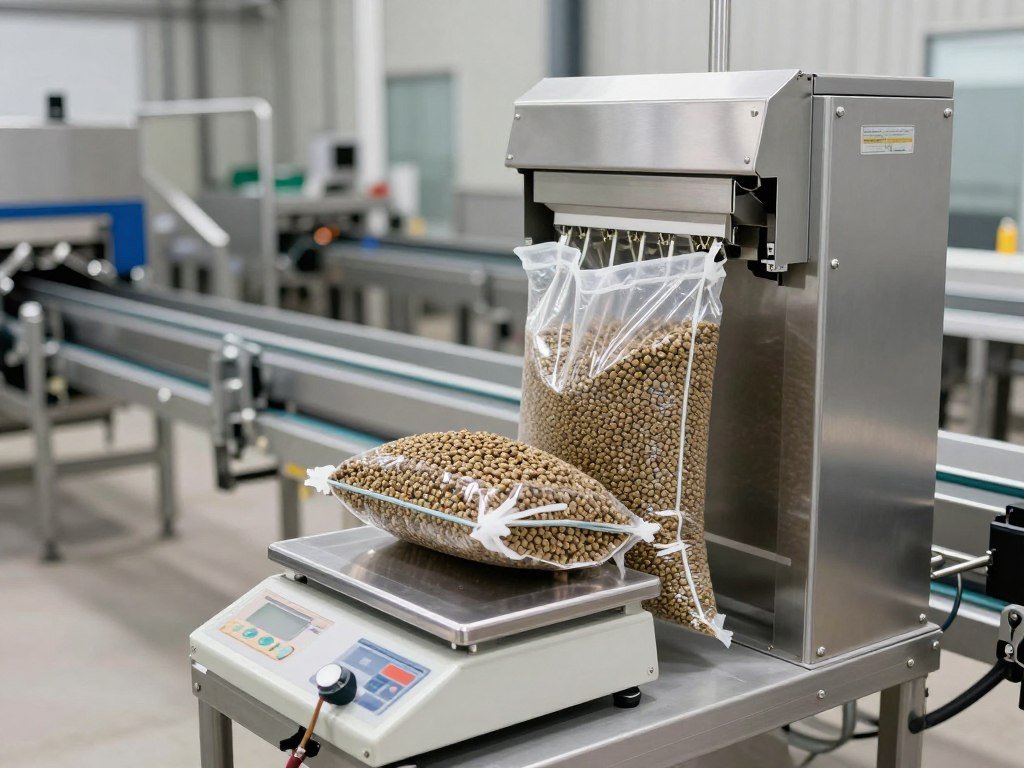 Automatic weighing and bagging system for finished pellets Automatic weighing and bagging system for finished pellets