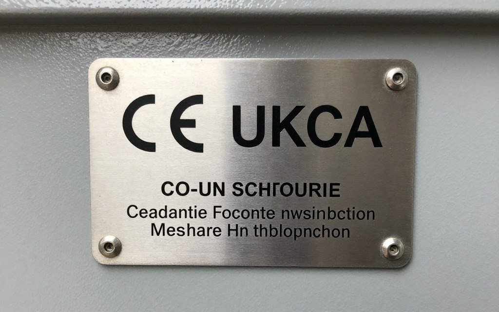 CE and UKCA certification marks on industrial feed equipment