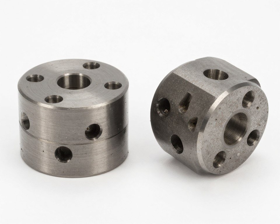 Comparison of new and worn cattle feed pellet mill die components Comparison of new and worn cattle feed pellet mill die components