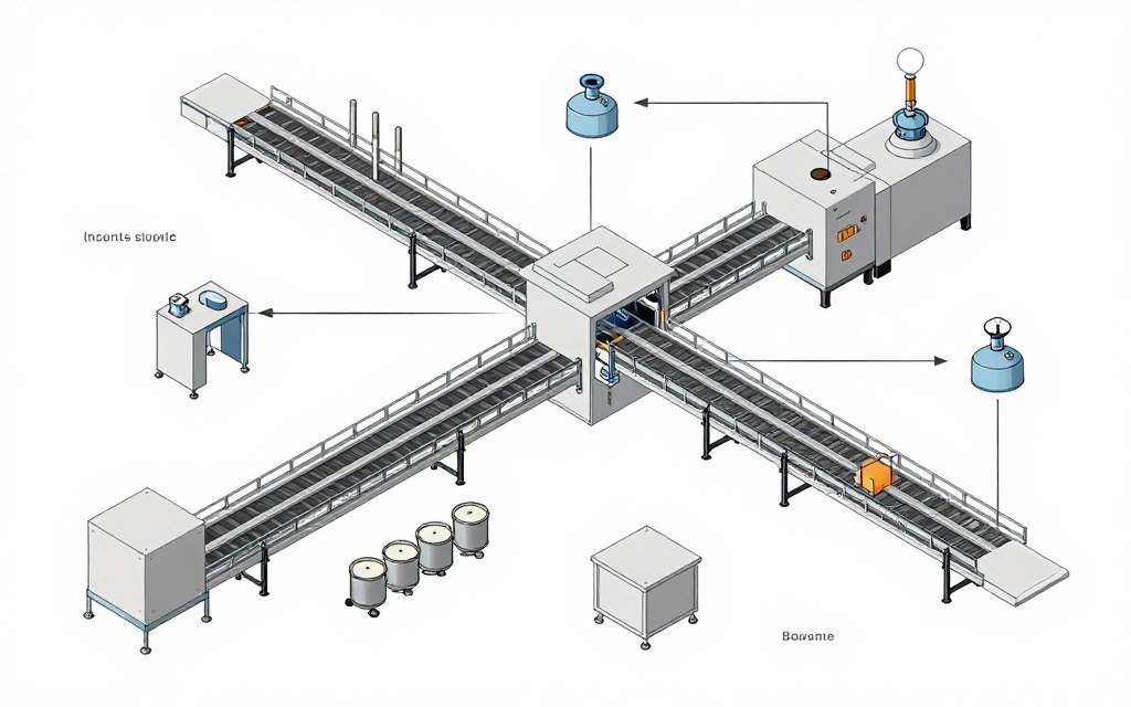 Complete feed production line layout showing all equipment components and flow