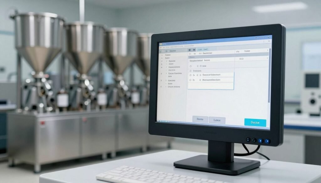 Computerised batching control system with touchscreen interface