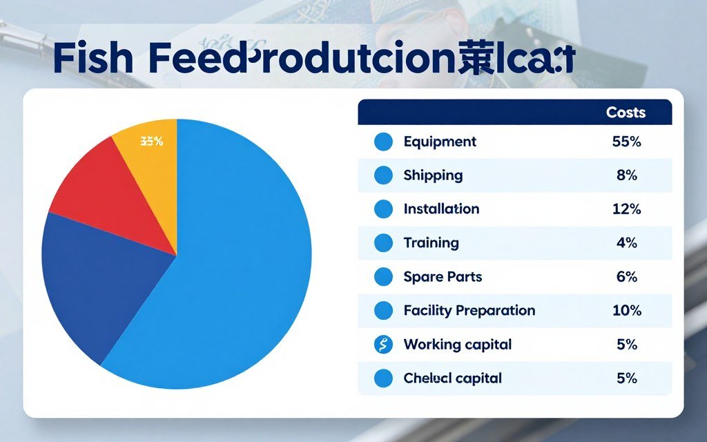 Detailed cost breakdown chart showing all components of fish feed production line investment including hidden costs
