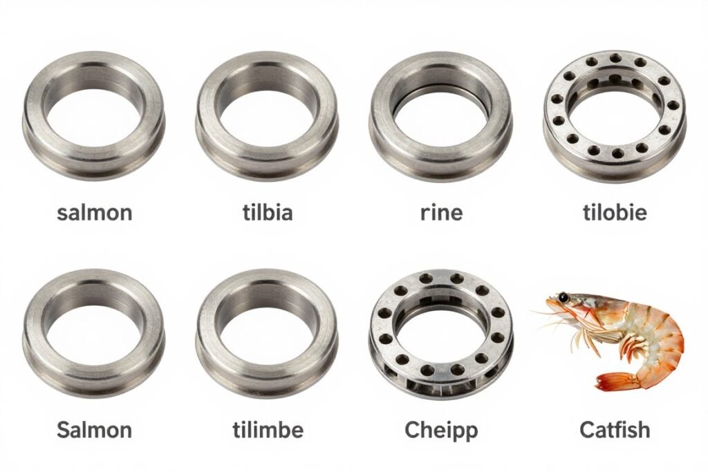 Different pellet die configurations for various aquatic species Different pellet die configurations for various aquatic species