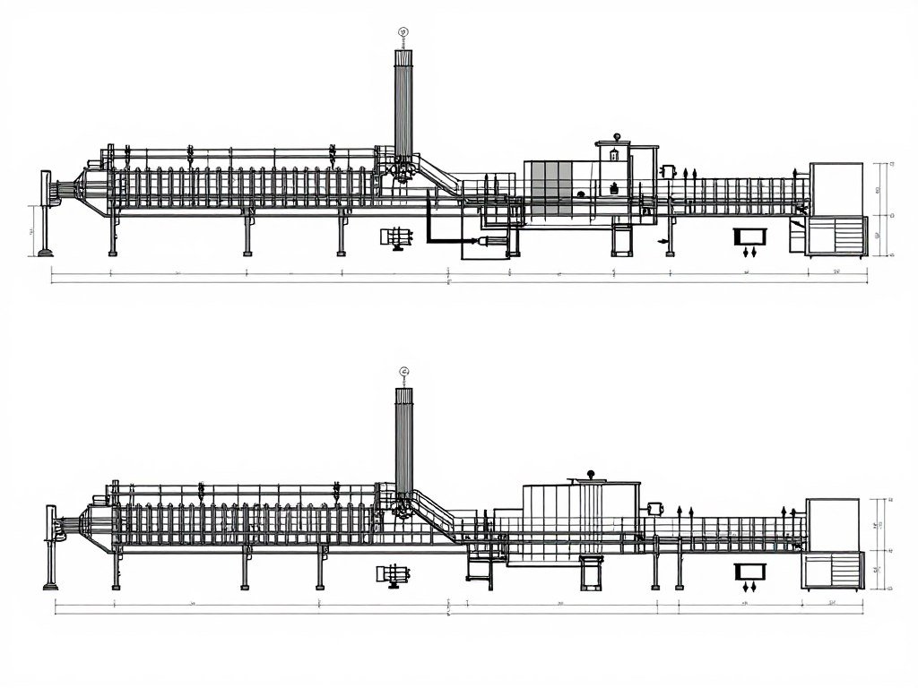 Dimensional drawing of aquatic feed production line layout Dimensional drawing of aquatic feed production line layout