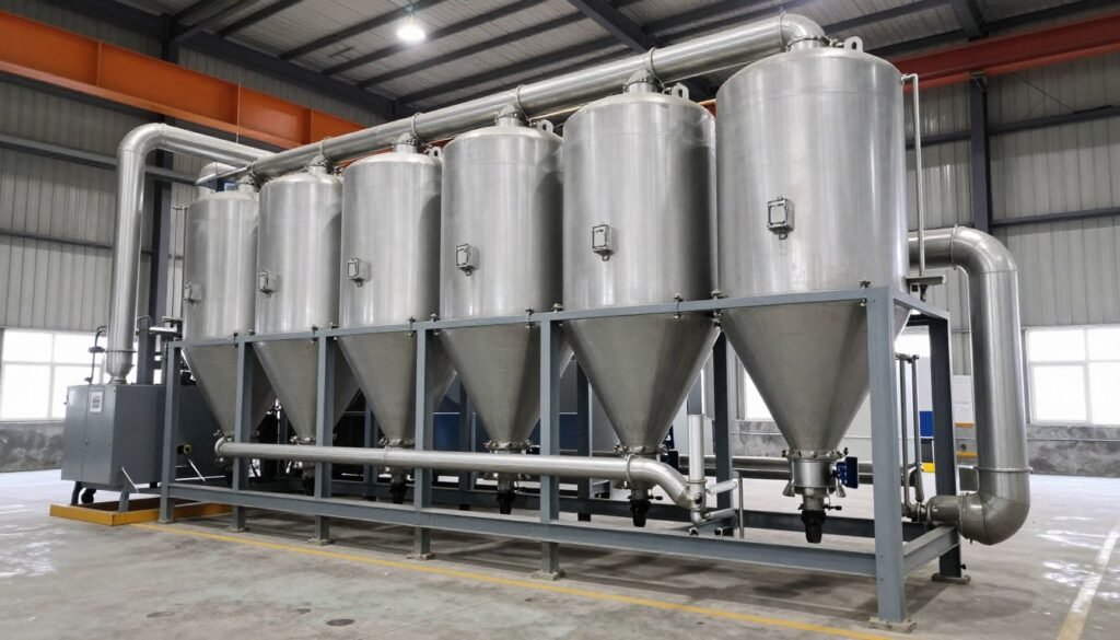 Dust collection system serving aquatic feed production line equipment Dust collection system serving aquatic feed production line equipment