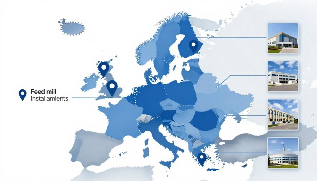 European feed mill installation map
