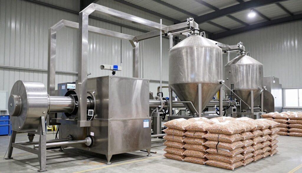 European fish feed production facility with MAIKONG floating feed equipment