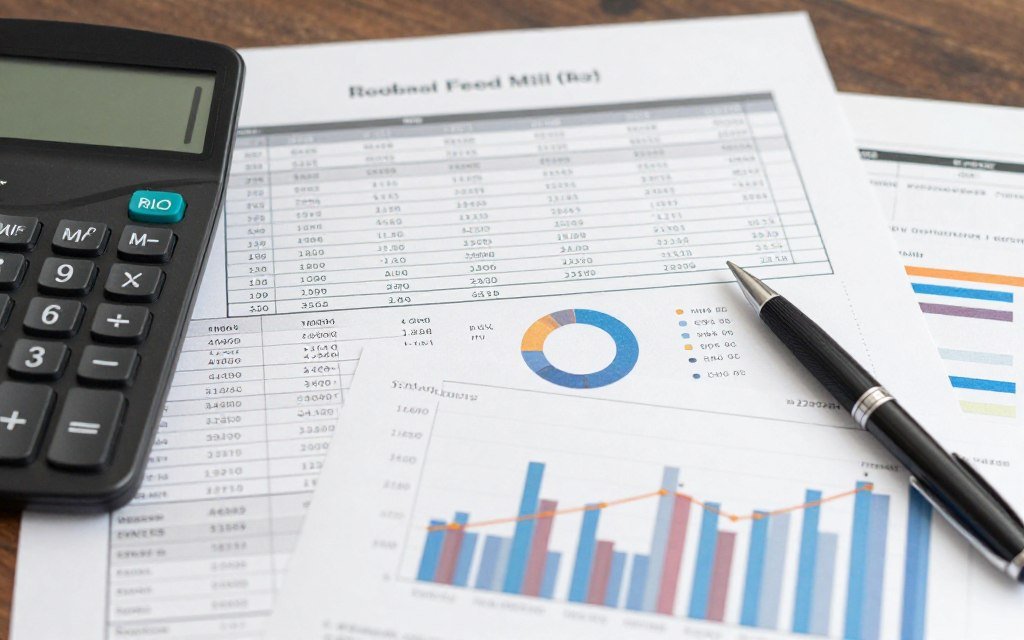 Financial analysis documents and calculator for feed mill investment