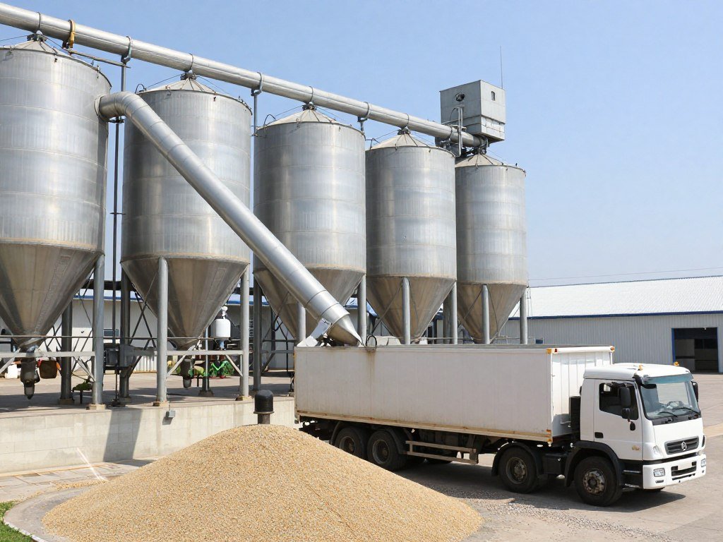 Fish feed mill line ingredient receiving system