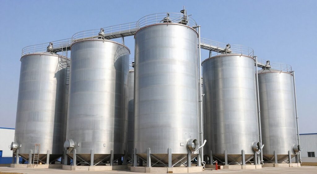 Fish feed production line wholesale raw material storage silos