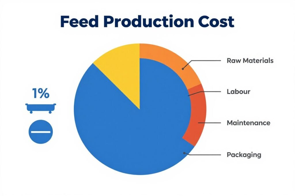 Fish feed production operational costs breakdown