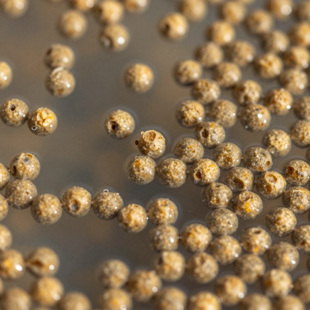 Floating fish feed pellets
