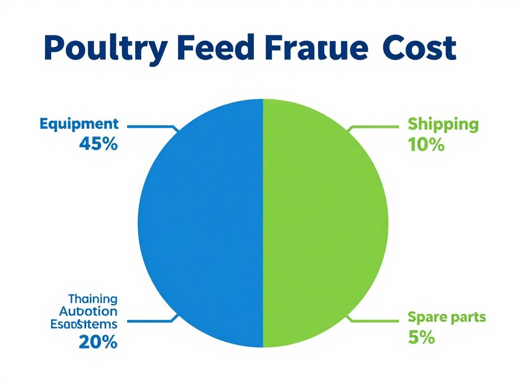 Infographic showing poultry feed production line cost breakdown