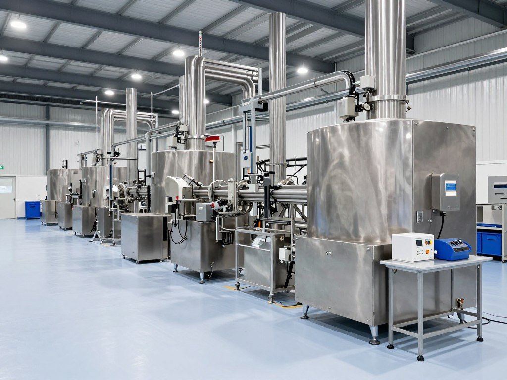 Interior of Norwegian aquatic feed production facility Interior of Norwegian aquatic feed production facility