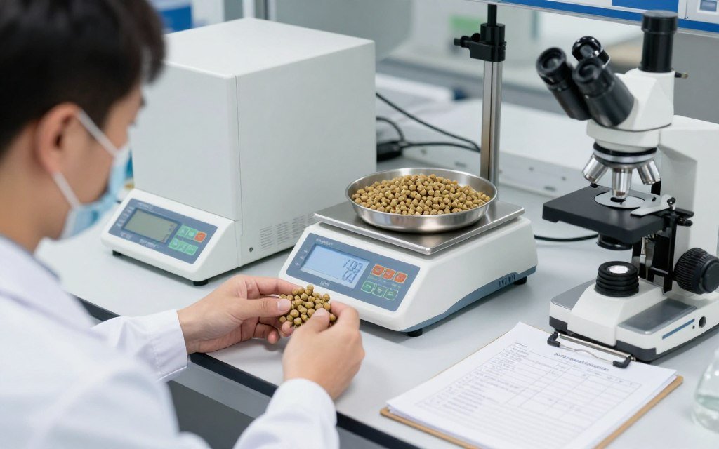 Laboratory quality control testing of pig feed pellets