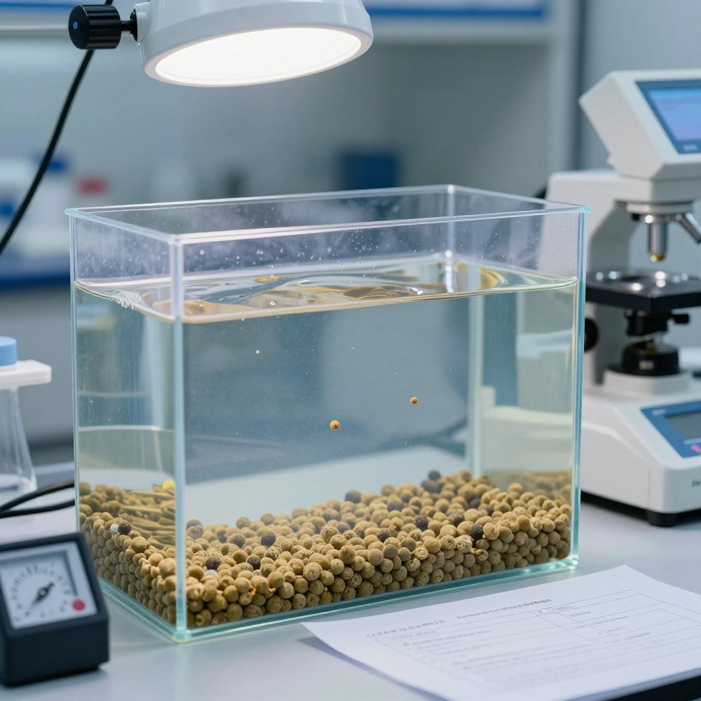 Laboratory testing of aquatic feed pellet water stability Laboratory testing of aquatic feed pellet water stability