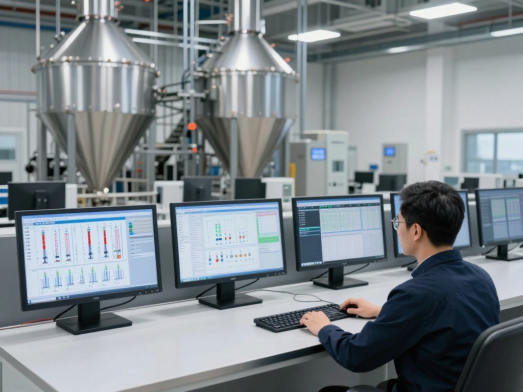 Large-scale German feed mill control room