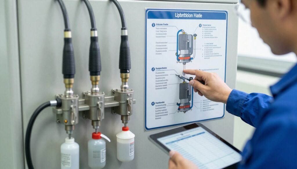 Lubrication points diagram and lubrication equipment for pellet production line maintenance Lubrication points diagram and lubrication equipment for pellet production line maintenance