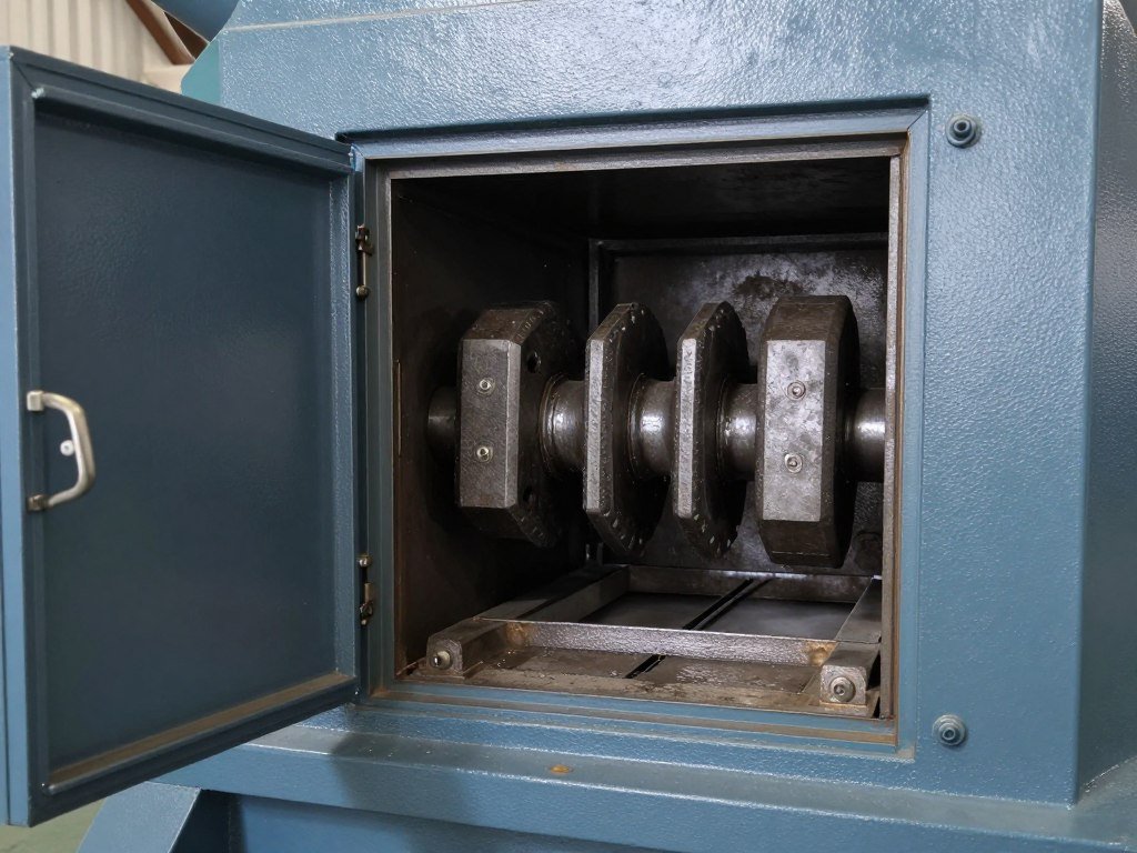MAIKONG biomass hammer mill crusher close-up showing grinding chamber MAIKONG biomass hammer mill crusher close-up showing grinding chamber