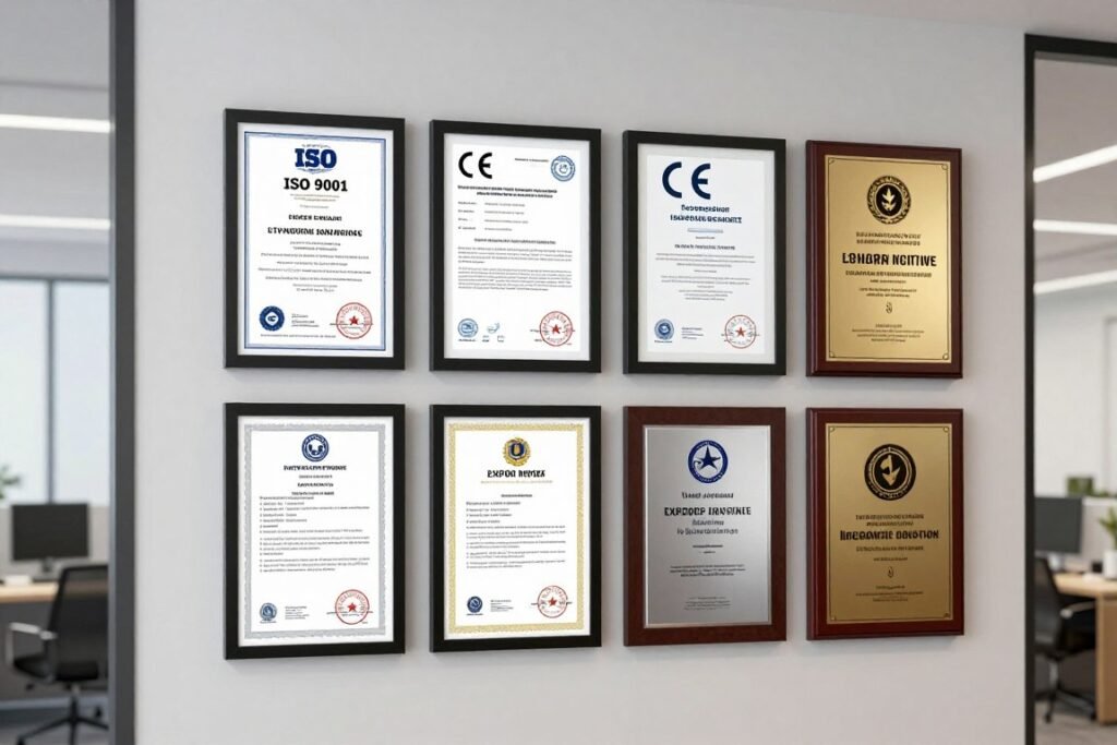 MAIKONG factory certifications including ISO and CE certificates displayed professionally