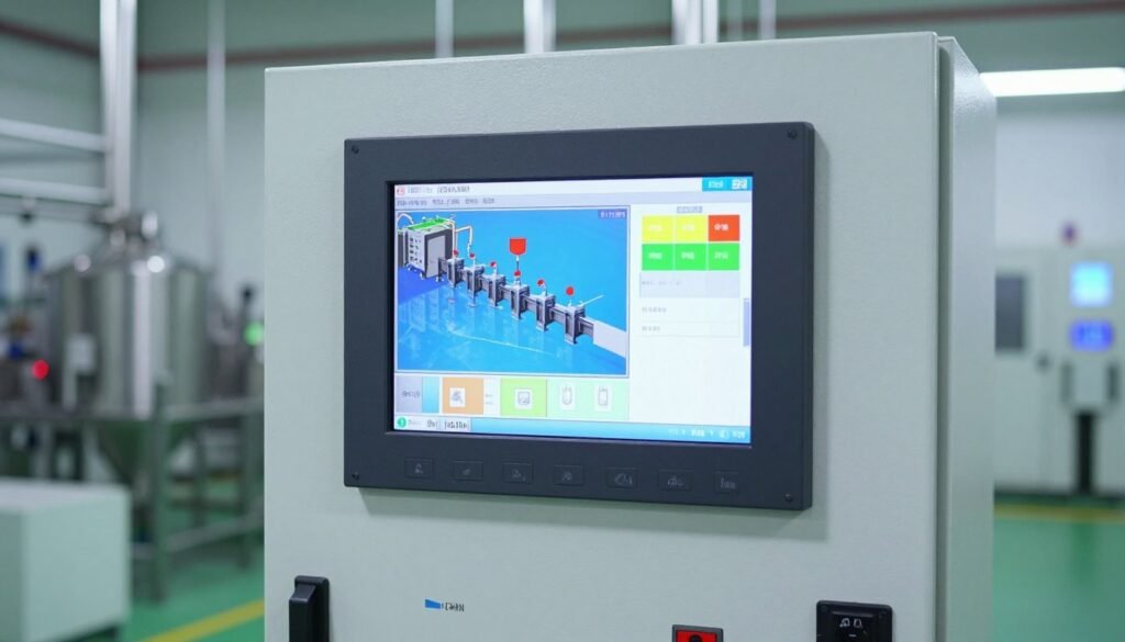 Modern PLC-based control system with touchscreen HMI Modern PLC-based control system with touchscreen HMI