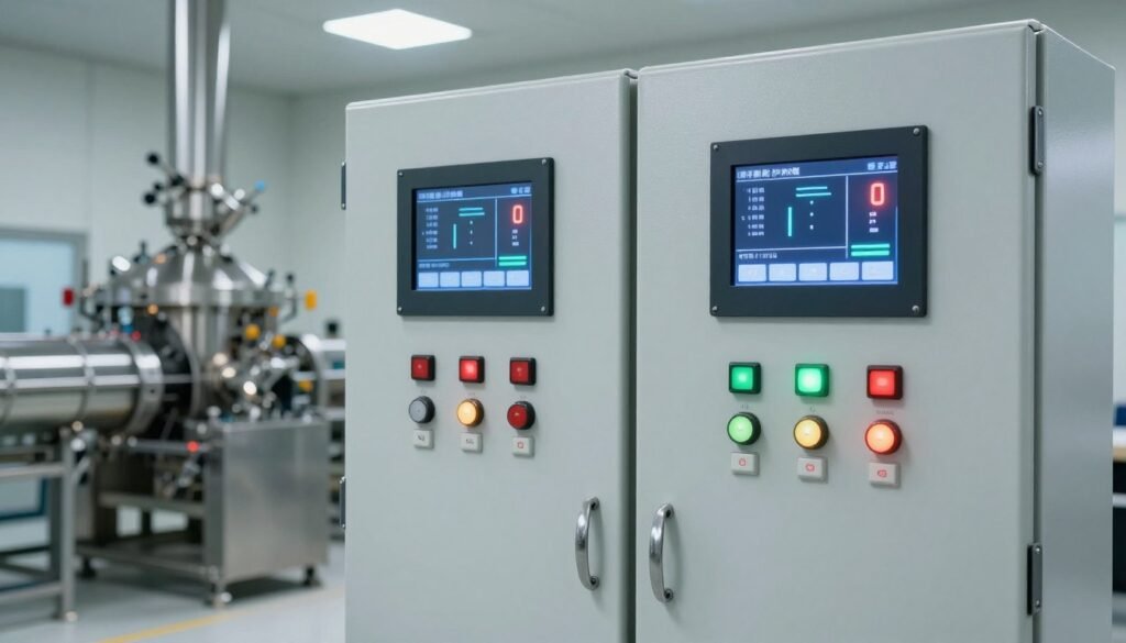 Modern energy-efficient pellet production line control panel and monitoring systems