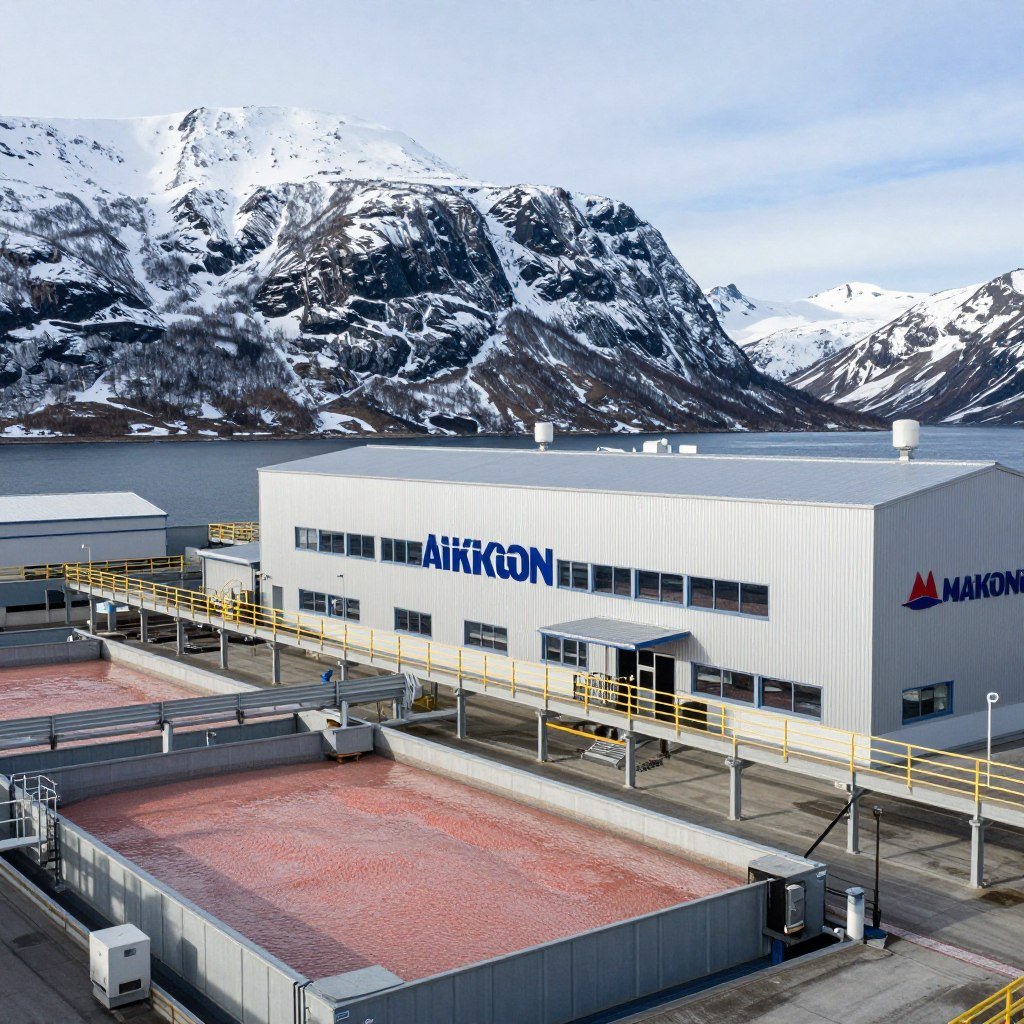 Norway salmon feed production facility exterior Norway salmon feed production facility exterior