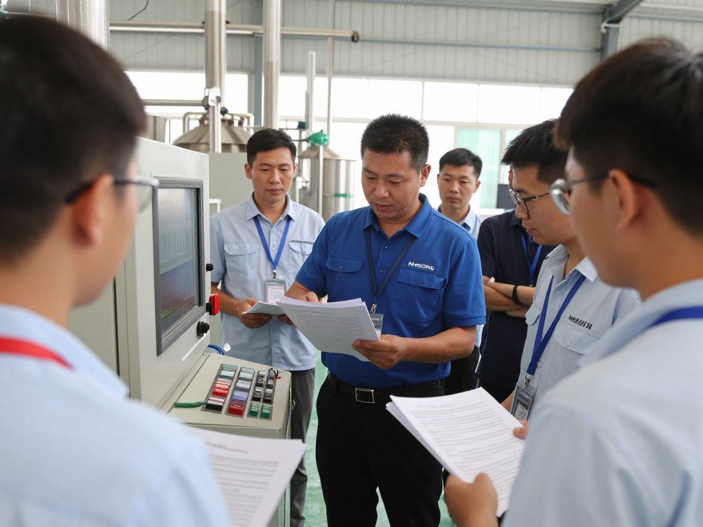 Operator training session for aquatic feed production equipment Operator training session for aquatic feed production equipment