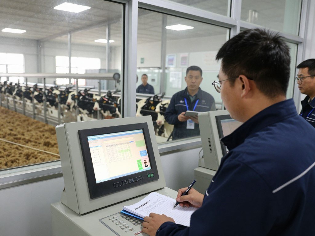 Operator training session on cattle feed production line controls