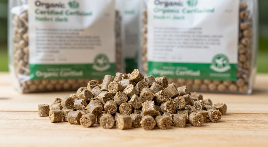 Organic cattle feed pellets meeting certification standards from Netherlands facility Organic cattle feed pellets meeting certification standards from Netherlands facility