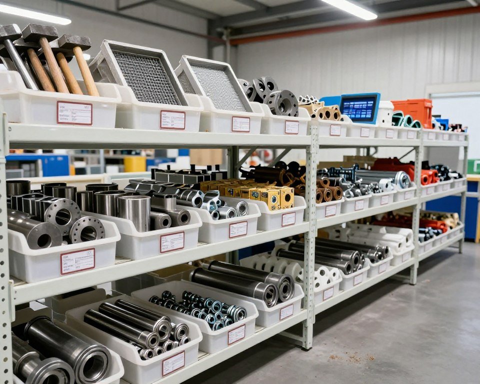 Organized spare parts inventory for cattle feed production equipment