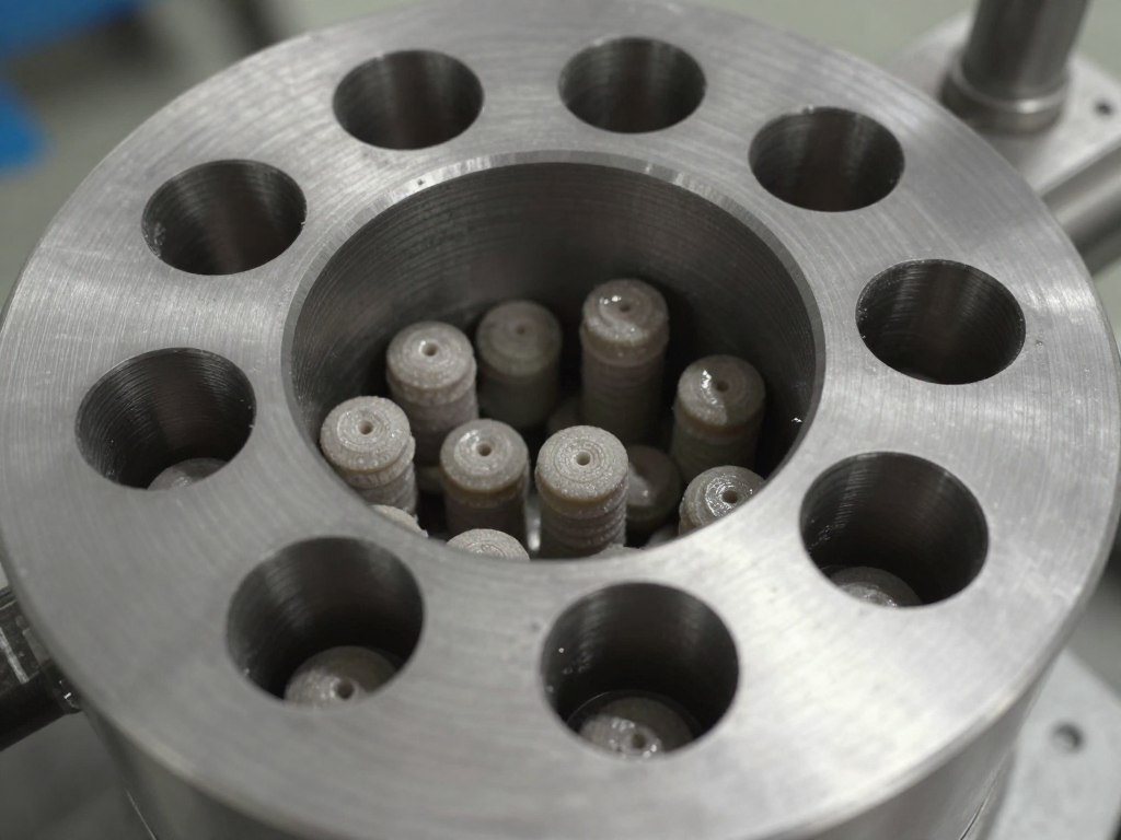 Pellet mill die showing clear holes and proper operation