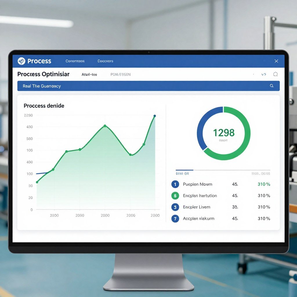 Process optimisation software interface showing efficiency metrics Process optimisation software interface showing efficiency metrics