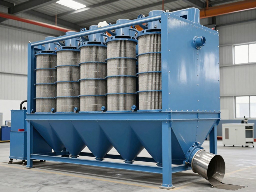 Pulse jet dust collection system for biomass production facility Pulse jet dust collection system for biomass production facility