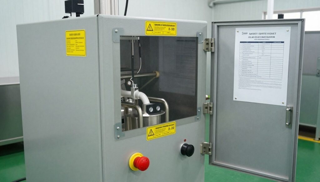 Safety features on aquatic feed production equipment Safety features on aquatic feed production equipment