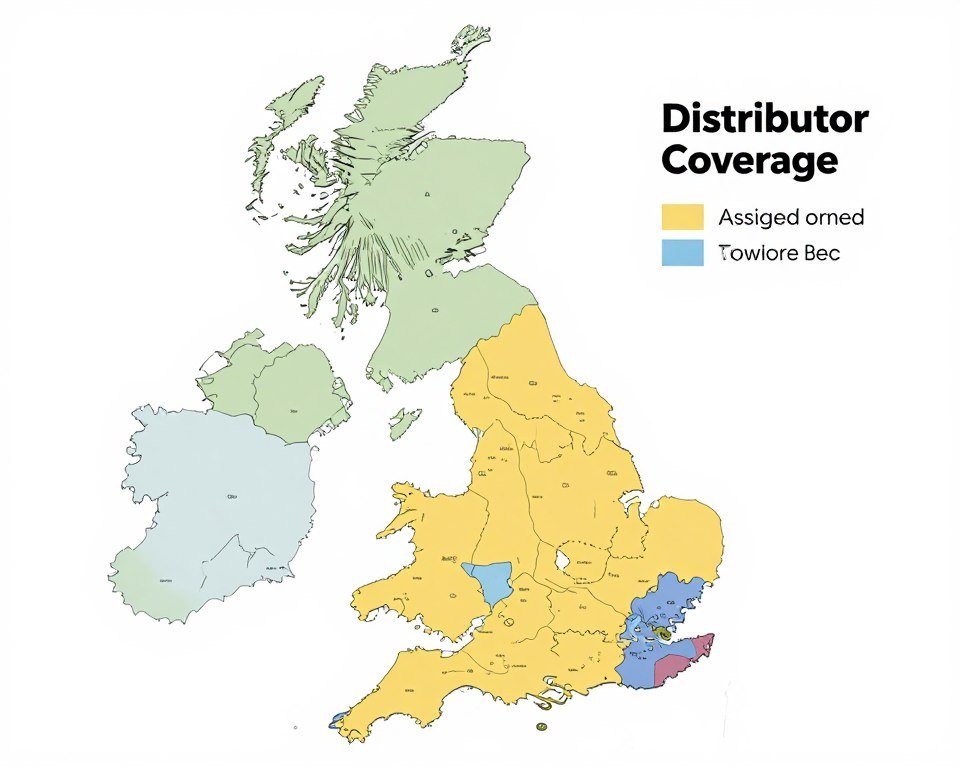 UK map showing distributor territory divisions UK map showing distributor territory divisions
