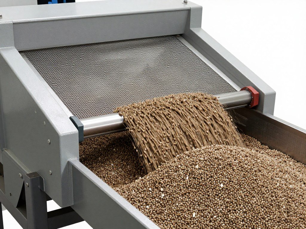 Vibrating screen separator for finished biomass pellets Vibrating screen separator for finished biomass pellets