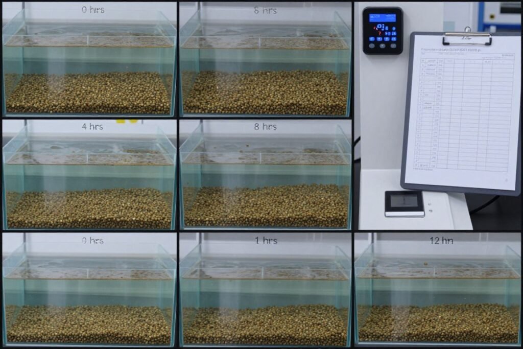 Water stability testing of aquatic feed pellets over time Water stability testing of aquatic feed pellets over time