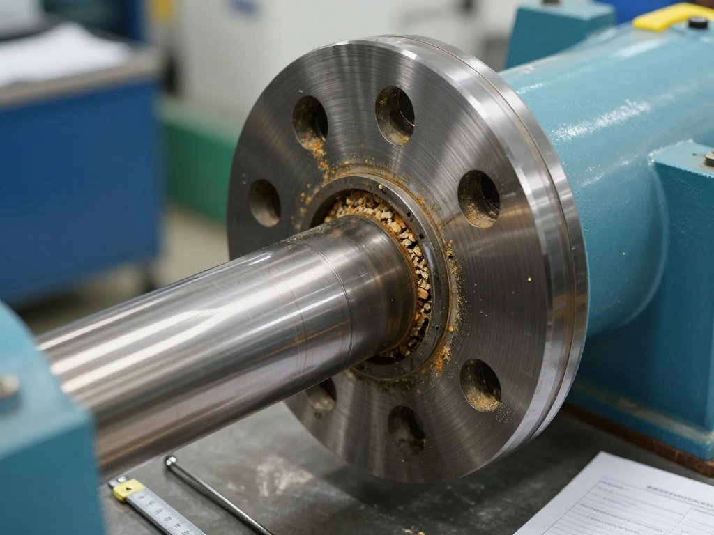 Wood pellet machine die and roller assembly showing wear patterns Wood pellet machine die and roller assembly showing wear patterns