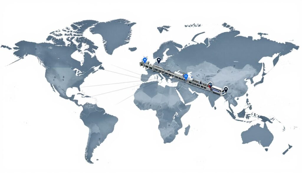 World map showing MAIKONG installation locations across continents World map showing MAIKONG installation locations across continents