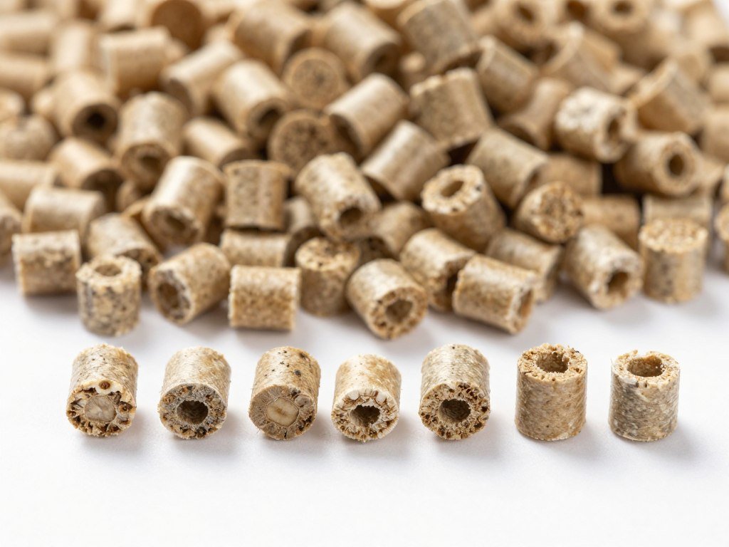biomass pellet samples different sizes animal feed quality control