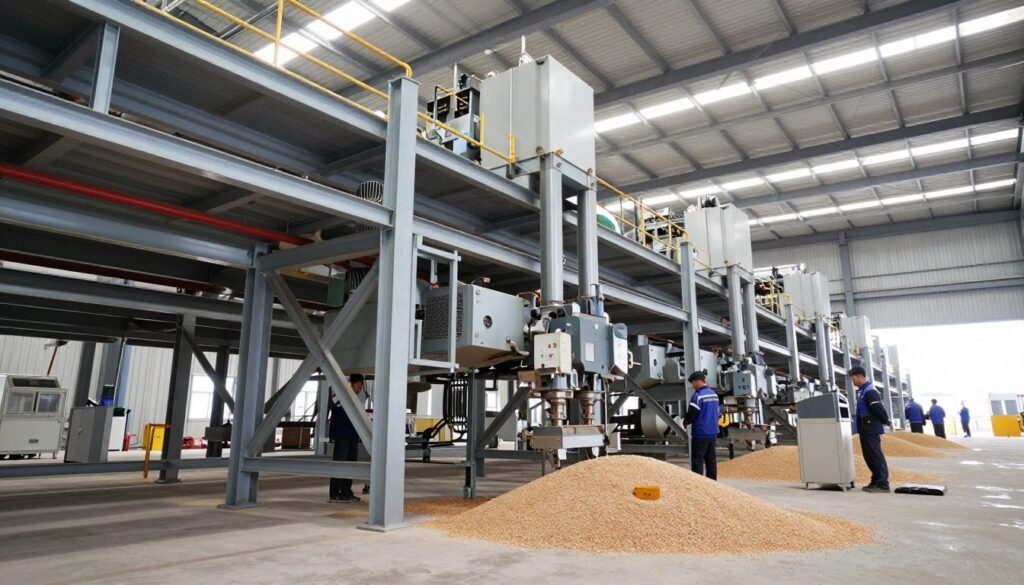 feed pellet production line installation in progress at facility feed pellet production line installation in progress at facility