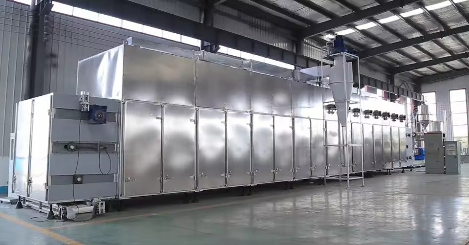 Detailed view of pet feed production line equipment modules
