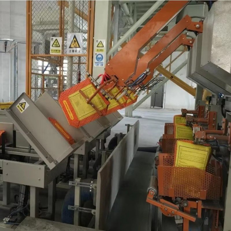 Automated aquatic feed packaging line with electronic weighing and bag sealing systems