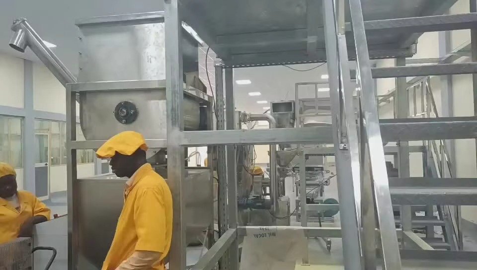 Detailed view of pet feed production line equipment modules