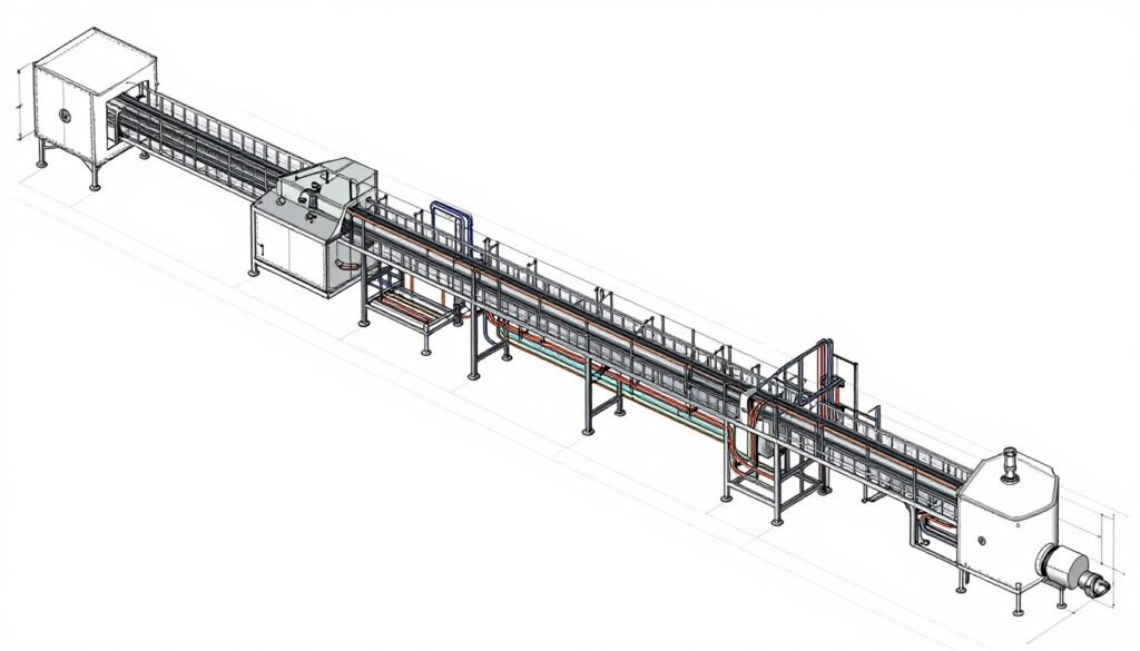 technical installation drawing showing pet feed production line layout and specifications