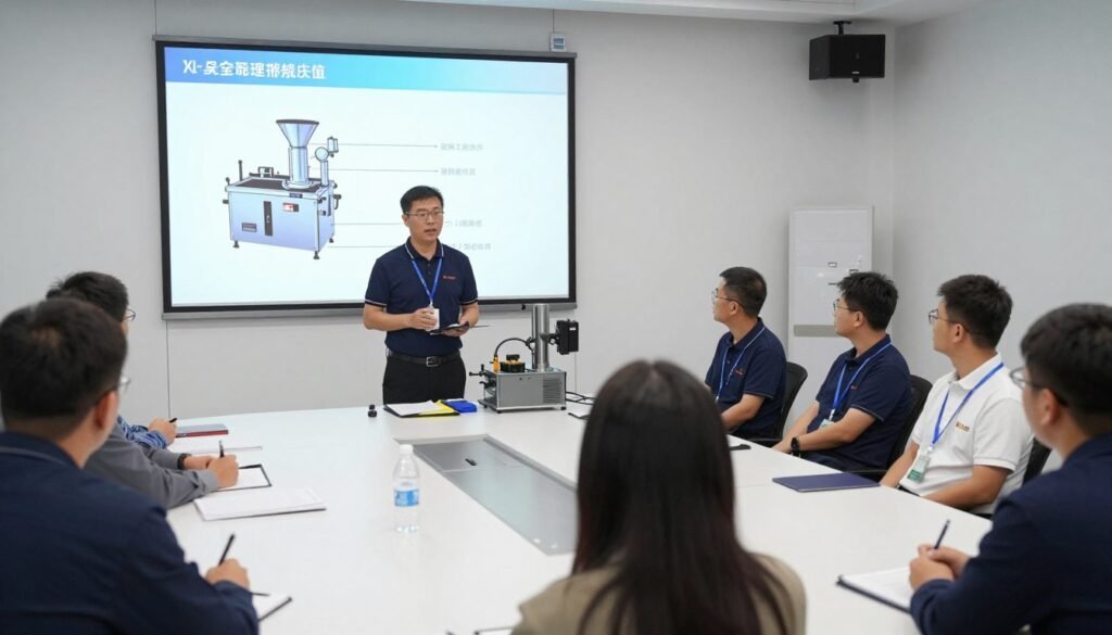 technical training session biomass pellet production equipment