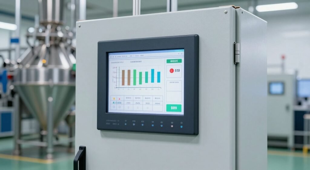 Automated feed production control panel and monitoring system