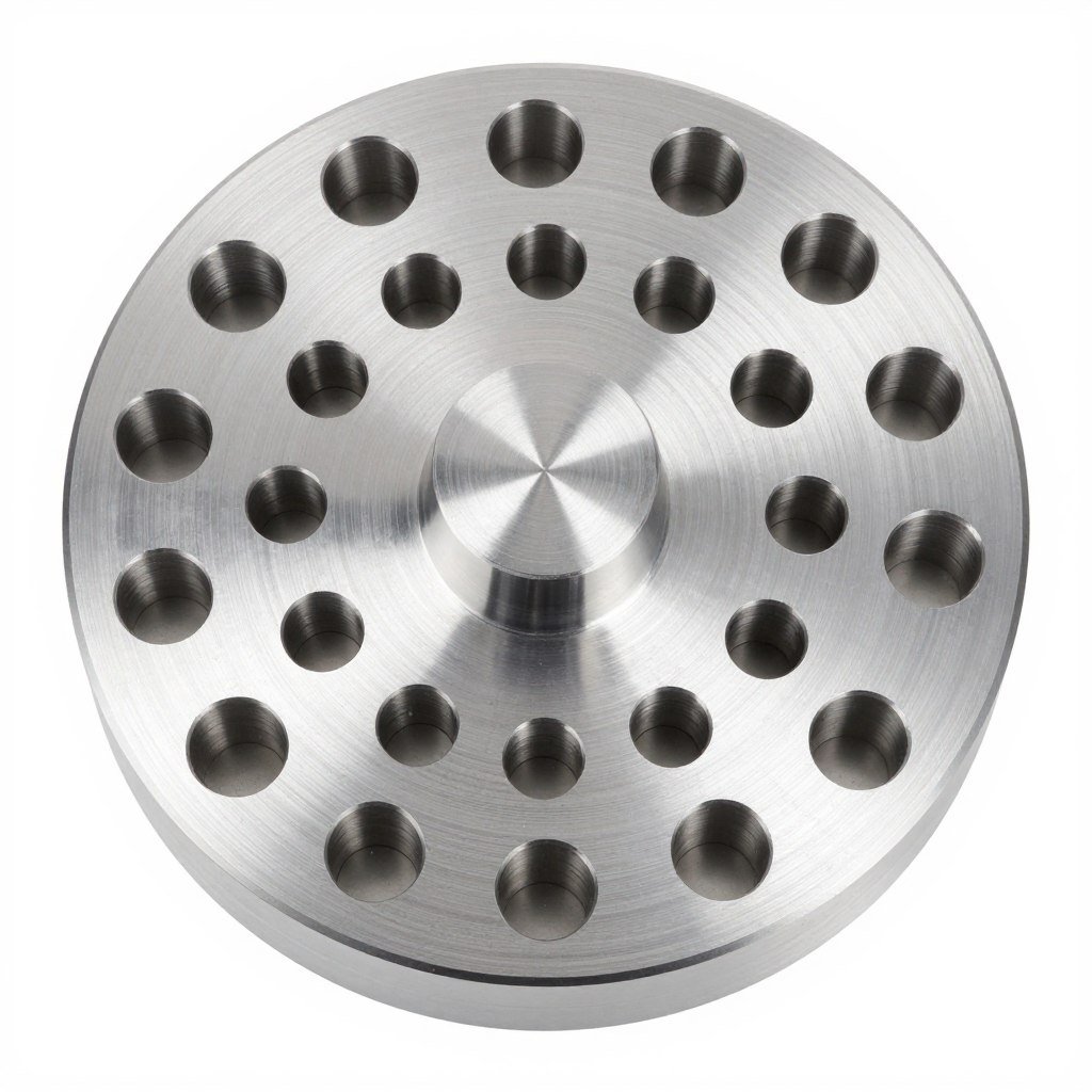 Biomass pellet die showing precision hole patterns and surface treatment